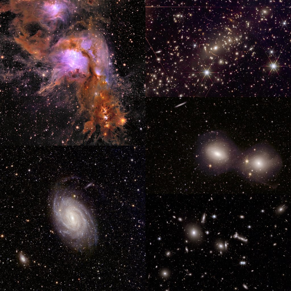 Collage delle cinque immagini pubblicate nella seconda ERO di Euclid